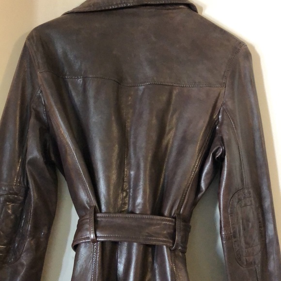 Brown leather coat Bod Christiansen size large - Picture 6 of 10